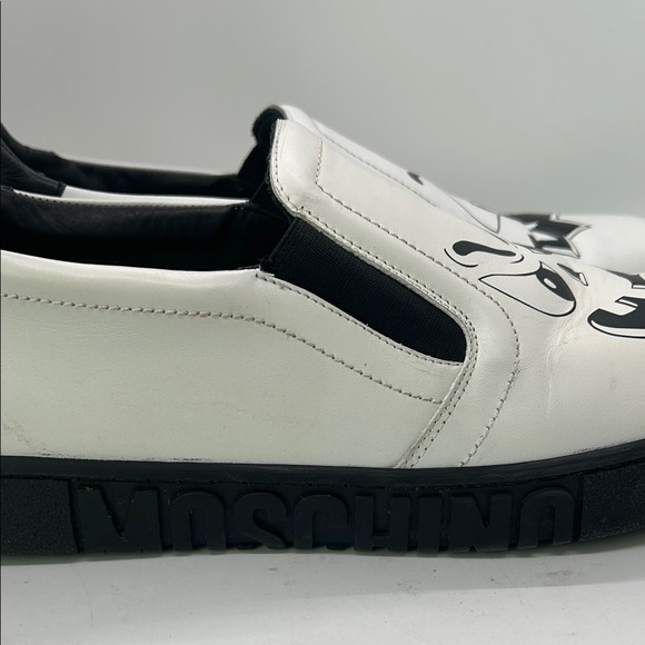 Moschino White/Black Graphic Low Top Slip-On Loafers Shoes **Size 42/US 9** - Picture 7 of 9